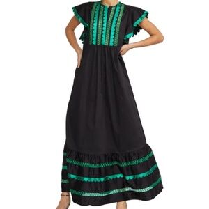 Cynthia Rowley Black and Green Sleeveless Sundress